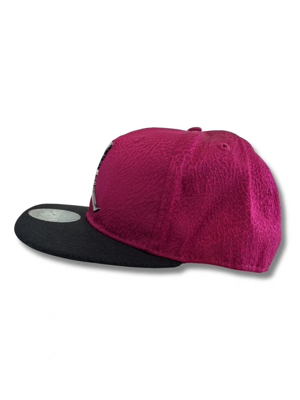 Jordan Snapback Hat in Magenta and Black with Elephant Print
